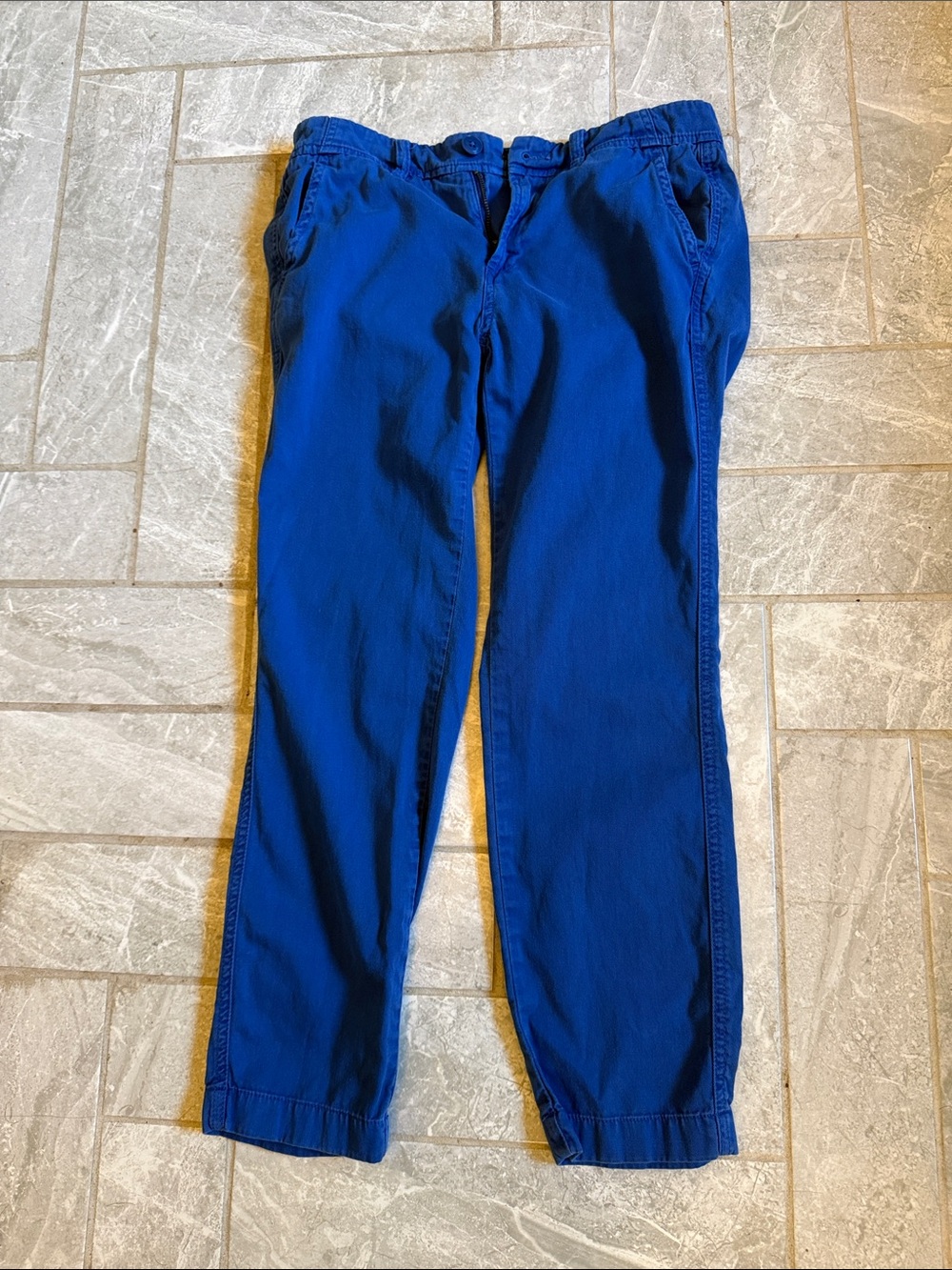 J Crew Women’s 100% Cotton   Chino Royal Blue Mid-Rise Tapered Cropped Pants